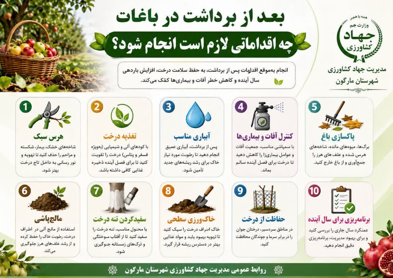 اقدامات بعد از برداشت در باغات